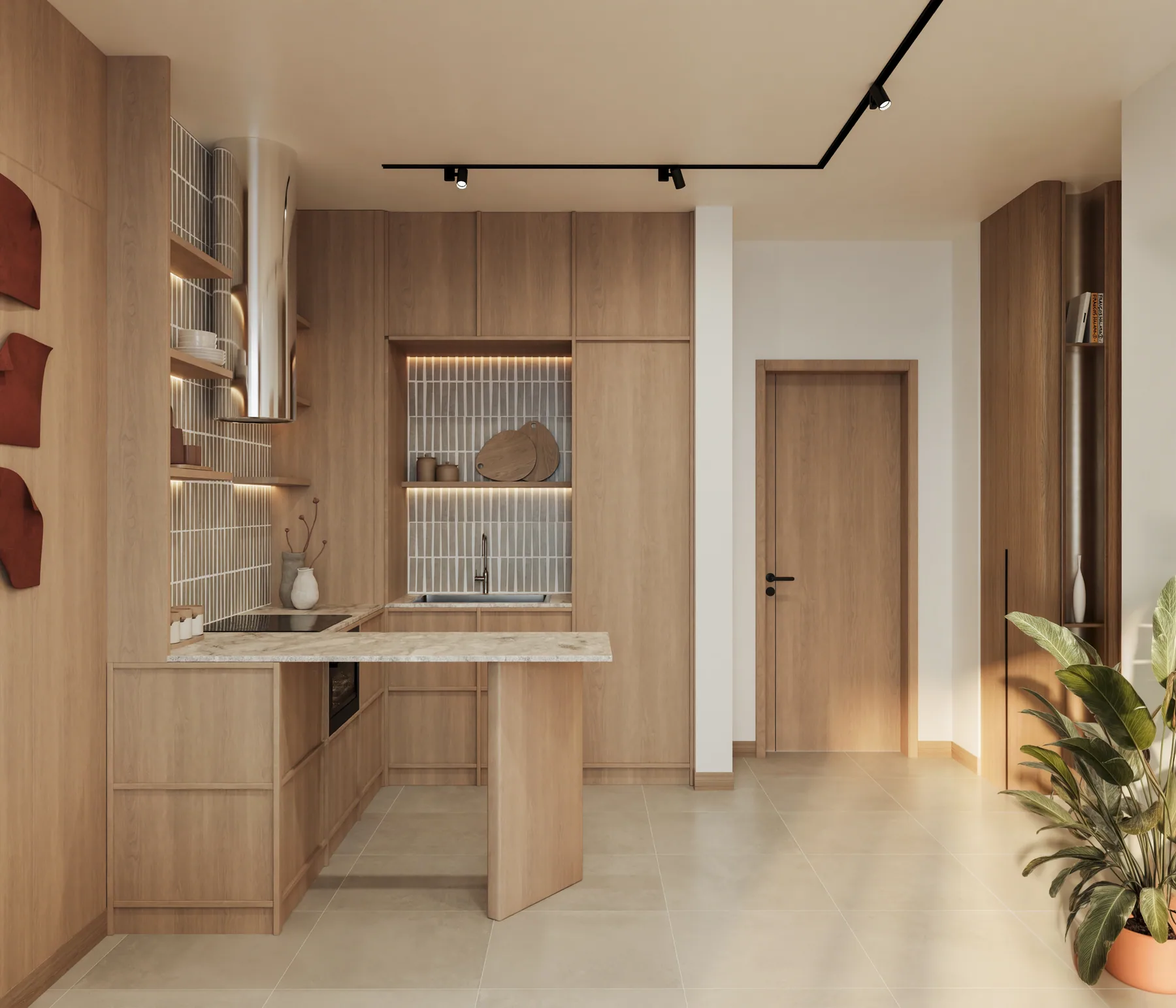 Indicative compact kitchen and entrance