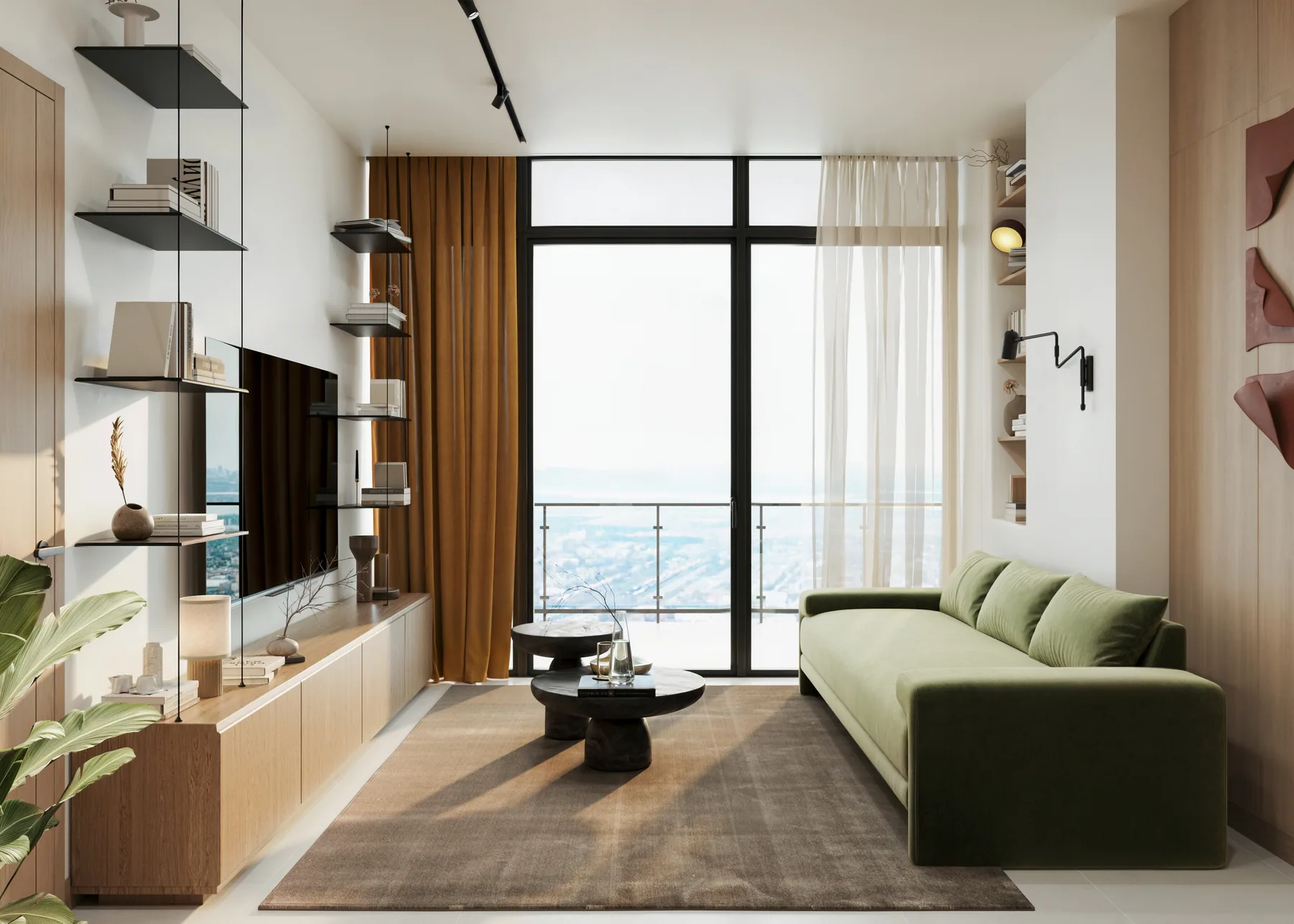 Indicative one-bedroom living room at Curated Kitisuru